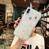 Glitter Powder Shining Transparent Soft Silicone Wrist Strap Phone Case Back Cover for iPhone 12/12 pro/12 mini/ 12 pro max/11 Pro Max/11 Pro/11/XS Max/XR/XS/X/8 Plus/8/7 Plus/7/6s Plus/6s/6 Plus/6 - halloladies