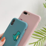 Cartoon Cute Dinosaur Matte Couple Phone Case Back Cover for iPhone 12 Pro Max/12 Pro/12/12 Mini/SE/11 Pro Max/11 Pro/11/XS Max/XR/XS/X/8 Plus/8 - halloladies