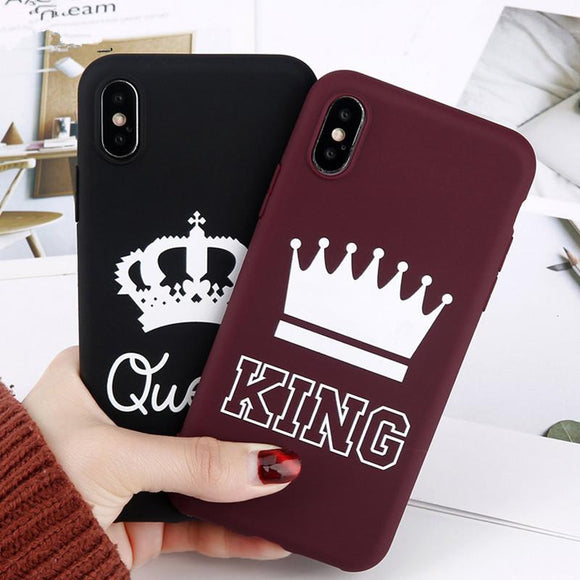 Candy Color King Queen Crown Phone Case Back Cover - iPhone 11/11 Pro/11 Pro Max/XS Max/XR/XS/X/8 Plus/8/7 Plus/7 - halloladies