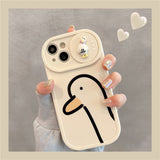 Cartoon Duck Solid White Color Camera Lens Protection Case for iPhone