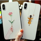 Extra Simple Cartoon Paint Phone Case Soft Back Cover for iPhone 11/11 Pro/11 Pro Max/XS Max/XR/XS/X/8 Plus/8/7 Plus/7 - halloladies