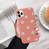 Candy Color Sweet Daisy Flowers Soft Phone Case Back Cover for iPhone 12 Pro Max/12 Pro/12/12 Mini/SE/11 Pro Max/11 Pro/11/XS Max/XR/XS/X/8 Plus/8 - halloladies