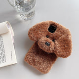 Warm Furry Cartoon Teddy Dog Phone Case Back Cover for iPhone 11 Pro Max/11 Pro/11/XS Max/XR/XS/X/8 Plus/8/7 Plus/7 - halloladies