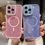 Luxury Magnetic Glitter Plating Cute Bling Phone Case Compatible with MagSafe Supporting Wireless Charging