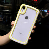 Shockproof Bumper Silicone Frame Transparent Candy Color Phone Case Back Cover - iPhone 12 Pro Max/12 Pro/12/12 Mini/SE/11 Pro Max/11 Pro/11/XS Max/XR/XS/X/8 Plus/8 - halloladies