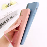 Magnetic bracket Wrist Strap Soft Silicone Candy Color Phone Case Back Cover - iPhone 11 Pro Max/11 Pro/11/XS Max/XR/XS/X/8 Plus/8 - halloladies