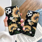 Retro Sunflower Soft IMD Phone Case Back Cover for iPhone 12 Pro Max/12 Pro/12/12 Mini/SE/11 Pro Max/11 Pro/11/XS Max/XR/XS/X/8 Plus/8 - halloladies