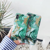 Green Black Marble Classic Marble Phone Case Back Cover for iPhone 11/11 Pro/11 Pro Max/XS Max/XR/XS/X/8 Plus/8/7 Plus/7 - halloladies