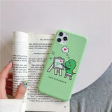 Cute Couple Pink Green Dinosaur Phone Case Back Cover for iPhone 11 Pro Max/11 Pro/11/XS Max/XR/XS/X/8 Plus/8/7 Plus/7 - halloladies