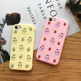 Milk Strawberry Banana Phone Case Back Cover - iPhone XS Max/XR/XS/X/8 Plus/8/7 Plus/7/6s Plus/6s/6 Plus/6 - halloladies