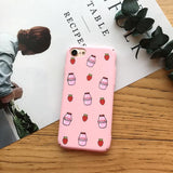 Milk Strawberry Banana Phone Case Back Cover - iPhone XS Max/XR/XS/X/8 Plus/8/7 Plus/7/6s Plus/6s/6 Plus/6 - halloladies