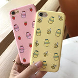 Milk Strawberry Banana Phone Case Back Cover - iPhone XS Max/XR/XS/X/8 Plus/8/7 Plus/7/6s Plus/6s/6 Plus/6 - halloladies