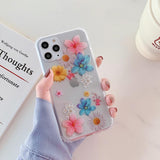 Simple Flower Pattern Transparent Soft Phone Case Back Cover - iPhone 12 Pro Max/12 Pro/12/12 Mini/SE/11 Pro Max/11 Pro/11/XS Max/XR/XS/X/8 Plus/8 - halloladies