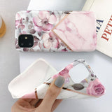 Electroplate Marble Flower Phone Case Back Cover - iPhone 12 Pro Max/12 Pro/12/12 Mini/SE/11 Pro Max/11 Pro/11/XS Max/XR/XS/X/8 Plus/8 - halloladies