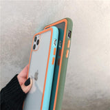 Simple Candy Color Edge Clear Phone Case Back Cover - iPhone 11/11 Pro/11 Pro Max/XS Max/XR/XS/X/8 Plus/8/7 Plus/7 - halloladies