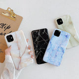 Glossy Cracked Marble Soft IMD Full Body Phone Case Back Cover for iPhone 11 Pro Max/11 Pro/11/XS Max/XR/XS/X/8 Plus/8/7 Plus/7 - halloladies