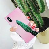 Simple Banana Leaves Cactus Square Phone Case Back Cover for IPhone XS Max/XR/XS/X/8 Plus/8/7 Plus/7/6s Plus/6s/6 Plus/6 - halloladies