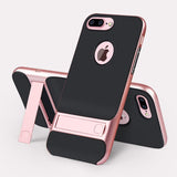 Plating Edge Kickstand Phone Case Back Cover - iPhone 11/11 Pro/11 Pro Max/XS Max/XR/XS/X/8 Plus/8/7 Plus/7 - halloladies