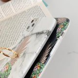Gilded Pineapple Marble Finger Ring Phone Case Back Cover - iPhone 11 Pro Max/11 Pro/11/XS Max/XR/XS/X/8 Plus/8/7 Plus/7 - halloladies