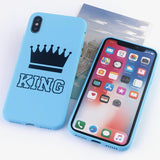 Candy Color King Queen Crown Phone Case Back Cover - iPhone 11/11 Pro/11 Pro Max/XS Max/XR/XS/X/8 Plus/8/7 Plus/7 - halloladies