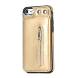 Fashion Zipper Leather Card Holder Wallet Phone Case Back Cover - iPhone XS Max/XR/XS/X/8 Plus/8/7 Plus/7/6s Plus/6s/6 Plus/6 - halloladies