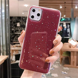 Solid Color Glitter Star Phone Case Back Cover - iPhone 11 Pro Max/11 Pro/11/XS Max/XR/XS/X/8 Plus/8/7 Plus/7 - halloladies