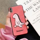 Couple Cartoon Cute Embroidery Dinosaurs Phone Case Back Cover for iPhone XS Max/XR/XS/X/8 Plus/8/7 Plus/7/6s Plus/6s/6 Plus/6 - halloladies