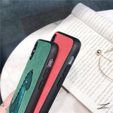 Couple Cartoon Cute Embroidery Dinosaurs Phone Case Back Cover for iPhone XS Max/XR/XS/X/8 Plus/8/7 Plus/7/6s Plus/6s/6 Plus/6 - halloladies