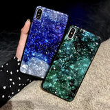 Glitter Marble Silver Foil Shell Soft TPU Phone Case Back Cover for iPhone 11/11 Pro/11 Pro Max/XS Max/XR/XS/X/8 Plus/8/7 Plus/7 - halloladies