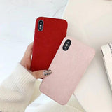 Corduroy Plush Fabric Cloth Phone Case Back Cover for iPhone XS Max/XR/XS/X/8 Plus/8/7 Plus/7/6s Plus/6s/6 Plus/6 - halloladies