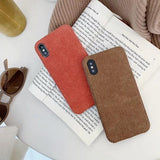 Corduroy Plush Fabric Cloth Phone Case Back Cover for iPhone XS Max/XR/XS/X/8 Plus/8/7 Plus/7/6s Plus/6s/6 Plus/6 - halloladies