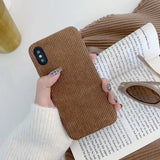 Corduroy Plush Fabric Cloth Phone Case Back Cover for iPhone XS Max/XR/XS/X/8 Plus/8/7 Plus/7/6s Plus/6s/6 Plus/6 - halloladies