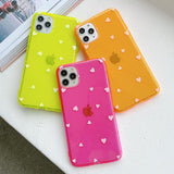 Simple Love Heart Shockproof Fluorescent Soft Phone Case Back Cover - iPhone 12 Pro Max/12 Pro/12/12 Mini/SE/11 Pro Max/11 Pro/11/XS Max/XR/XS/X/8 Plus/8 - halloladies