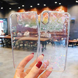 Bling Powder Glitter Star Transparent Phone Case Back Cover for iPhone 11/11 Pro/11 Pro Max/XS Max/XR/XS/X/8 Plus/8/7 Plus/7 - halloladies