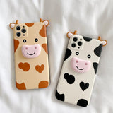 Cute 3D Cow Silicone Soft Phone Case Back Cover  for iPhone 12 Pro Max/12 Pro/12/12 Mini/SE/11 Pro Max/11 Pro/11/XS Max/XR/XS/X/8 Plus/8