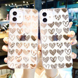 Cute Electroplating Golden Love Heart Soft Phone Case for iPhone 12 Pro Max/12 Pro/12/12 Mini/SE/11 Pro Max/11 Pro/11/XS Max/XR/XS/X/8 Plus/8