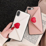 Fashion Love Heart Leather Wallet Phone Case Back Cover - iPhone 11 Pro Max/11 Pro/11/XS Max/XR/XS/X/8 Plus/8/7 Plus/7/6s Plus/6s/6 Plus/6 - halloladies