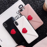 Fashion Love Heart Leather Wallet Phone Case Back Cover - iPhone 11 Pro Max/11 Pro/11/XS Max/XR/XS/X/8 Plus/8/7 Plus/7/6s Plus/6s/6 Plus/6 - halloladies