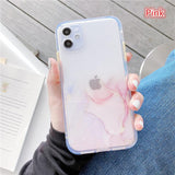 Gradient Marble Texture Clear Soft Phone Case Back Cover Pink for iPhone 12 Pro Max/12 Pro/12/12 Mini/SE/11 Pro Max/11 Pro/11/XS Max/XR/XS/X/8 Plus/8 - halloladies