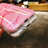Laser Marble Silicone Phone Case Back Cover for iPhone XS Max/XR/XS/X/8 Plus/8/7 Plus/7/6s Plus/6s/6 Plus/6 - halloladies