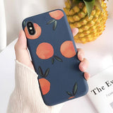 Retro Cartoon Fruit Orange Peach Phone Case Back Cover for iPhone XS Max/XR/XS/X/8 Plus/8/7 Plus/7/6s Plus/6s/6 Plus/6 - halloladies