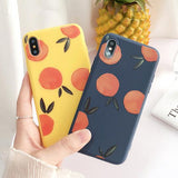 Retro Cartoon Fruit Orange Peach Phone Case Back Cover for iPhone XS Max/XR/XS/X/8 Plus/8/7 Plus/7/6s Plus/6s/6 Plus/6 - halloladies
