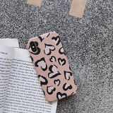 Fashion Cartoon Love Heart Leopard Print Soft Phone Case Back Cover for iPhone 11/11pro/11pro max/XS Max/XR/XS/X/8 Plus/8/7 Plus/7/6s Plus/6s/6 Plus/6 - halloladies