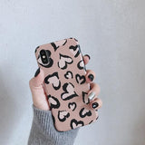 Fashion Cartoon Love Heart Leopard Print Soft Phone Case Back Cover for iPhone 11/11pro/11pro max/XS Max/XR/XS/X/8 Plus/8/7 Plus/7/6s Plus/6s/6 Plus/6 - halloladies
