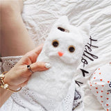 Cute 3D Cat Plush Fur Soft TPU Phone Case Back Cover for iPhone XS Max/XR/XS/X/8 Plus/8/7 Plus/7/6s Plus/6s/6 Plus/6 - halloladies