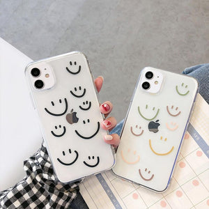 Lucky Smile Face Transparent Soft Phone Case Back Cover for iPhone 12 Pro Max/12 Pro/12/12 Mini/SE/11 Pro Max/11 Pro/11/XS Max/XR/XS/X/8 Plus/8 - halloladies