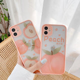 Sweet Peach Cute Cartoon Fruit Camera Protector Soft Phone Case Back Cover for iPhone 12 Pro Max/12 Pro/12/12 Mini/SE/11 Pro Max/11 Pro/11/XS Max/XR/XS/X/8 Plus/8 - halloladies