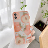 Sweet Peach Cute Cartoon Fruit Camera Protector Soft Phone Case Back Cover for iPhone 12 Pro Max/12 Pro/12/12 Mini/SE/11 Pro Max/11 Pro/11/XS Max/XR/XS/X/8 Plus/8 - halloladies