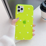 Simple Love Heart Shockproof Fluorescent Soft Phone Case Back Cover - iPhone 12 Pro Max/12 Pro/12/12 Mini/SE/11 Pro Max/11 Pro/11/XS Max/XR/XS/X/8 Plus/8 - halloladies