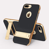 Plating Edge Kickstand Phone Case Back Cover - iPhone 11/11 Pro/11 Pro Max/XS Max/XR/XS/X/8 Plus/8/7 Plus/7 - halloladies
